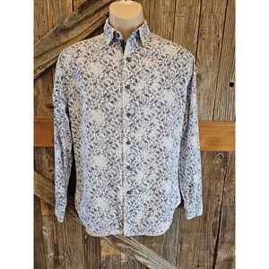 Smash paisley ombre men's button up long sleeve shirt blue size small ^